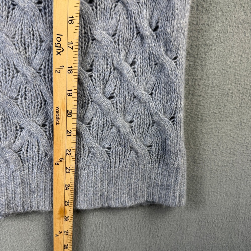 360 Cashmere Women XS Gray Diamond Cable Knit Mock Neck Sweater 100% Cashmere - Picture 7 of 7